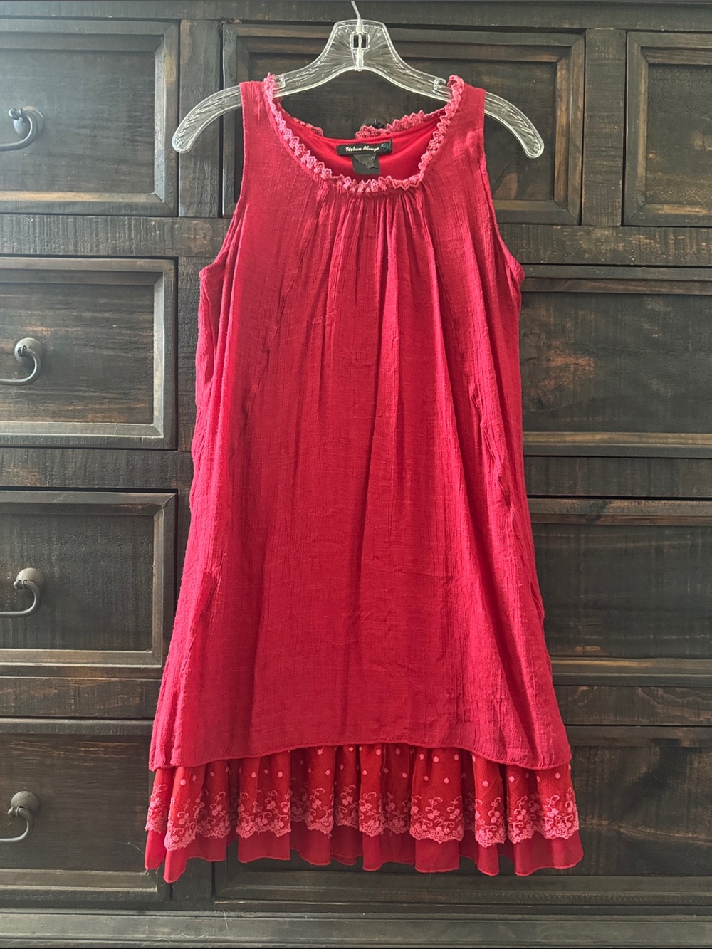 Sleeveless Red Layered Mini Dress by Urban Mango